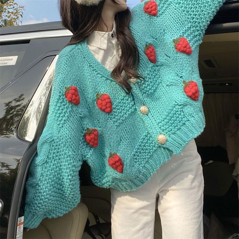 Knitted strawberry cardigan