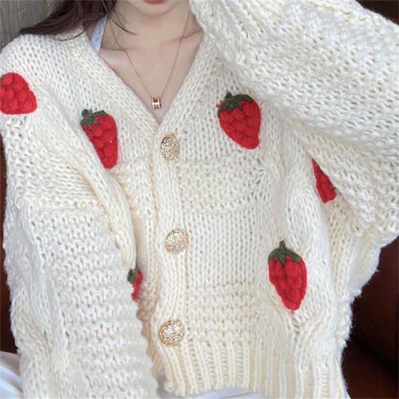 Knitted strawberry cardigan