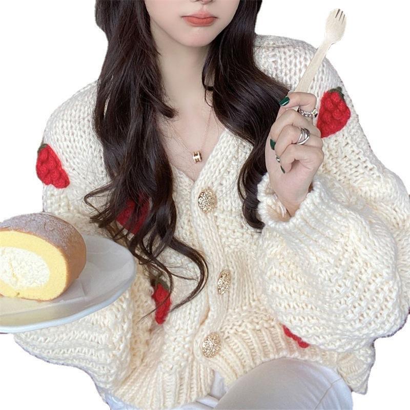 Knitted strawberry cardigan