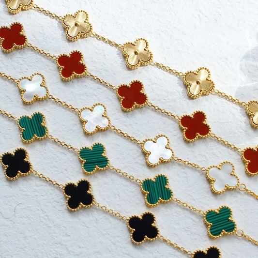 Electroplated 18k gold clover bracelet